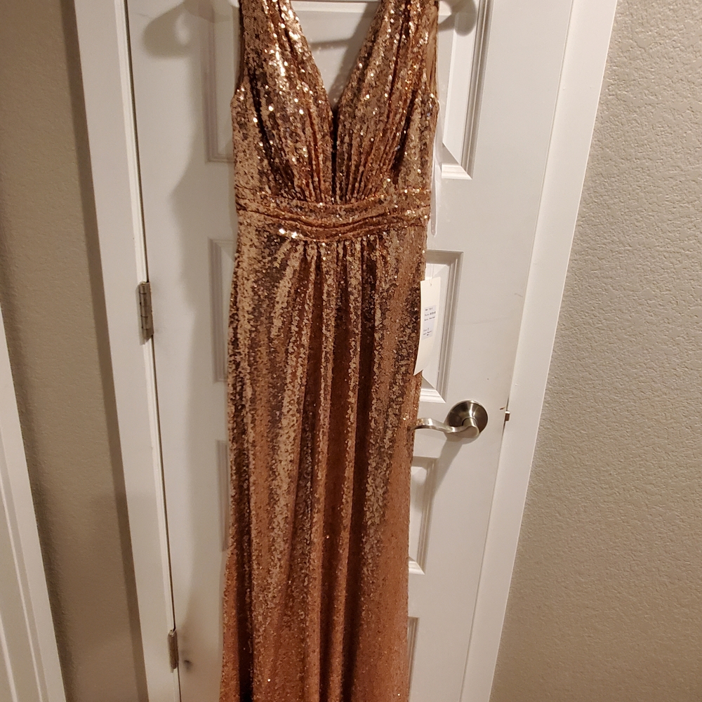 Revelry Gold Sequin Backless Dress